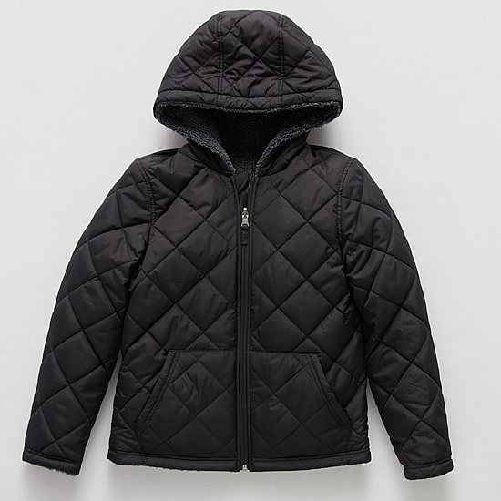Free Country Little & Big Kid Boys Hooded Water Resistant Reversible Midweight Quilted Jacket