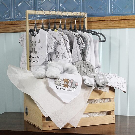 3 Stories Trading Company Baby Shower Gift Set Wardrobe Crate Unisex 33-pc.