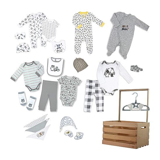 3 Stories Trading Company Baby Shower Gift Set Wardrobe Crate Unisex 33-pc.
