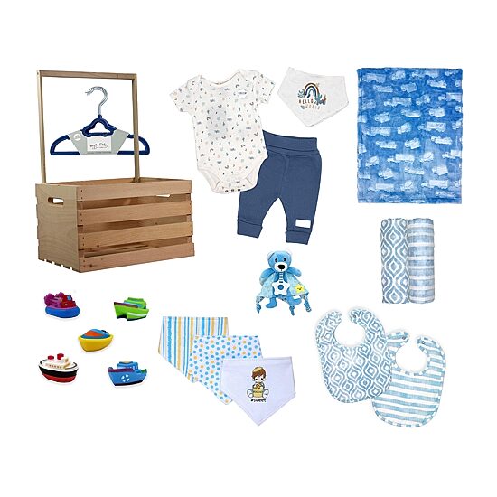 3 Stories Trading Company Baby Shower Gift Set Wardrobe Crate Boys 29-pc.