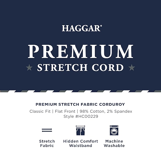 Haggar Stretch Corduroy Mens Classic Fit Flat Front Pant