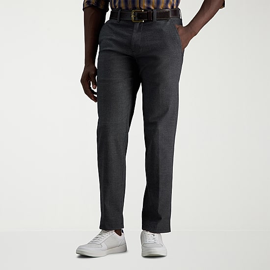Haggar Life Khaki Comfort Chino Mens Straight Fit Flat Front Pant