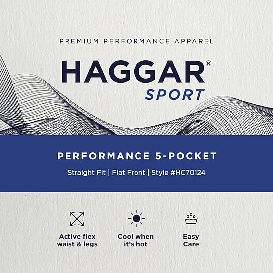 Haggar Sport Performance Nylon 5-Pocket Mens Straight Fit Flat Front Pant