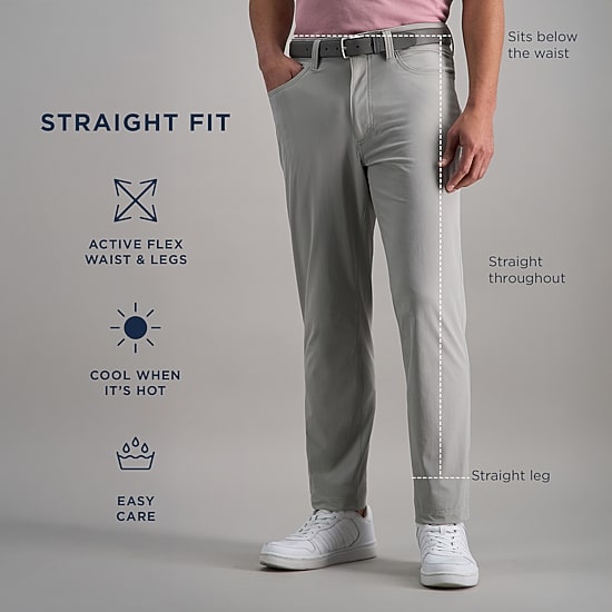 Haggar Sport Performance Nylon 5-Pocket Mens Straight Fit Flat Front Pant