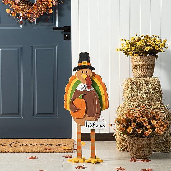 Glitzhome "30.25"" Wooden Turkey" Porch Sign