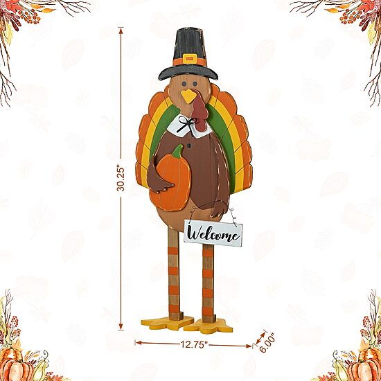 Glitzhome "30.25"" Wooden Turkey" Porch Sign