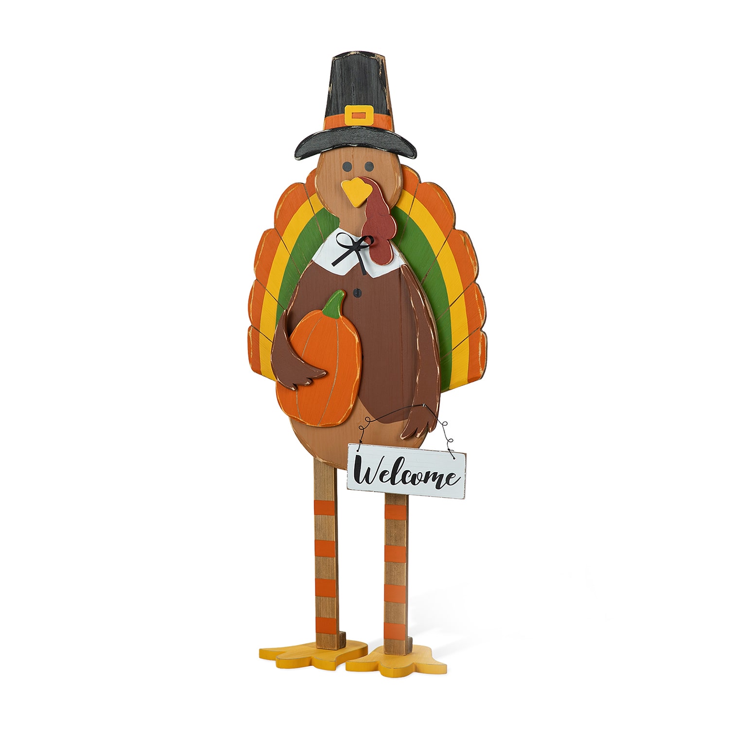 Glitzhome "30.25"" Wooden Turkey" Thanksgiving Porch Sign