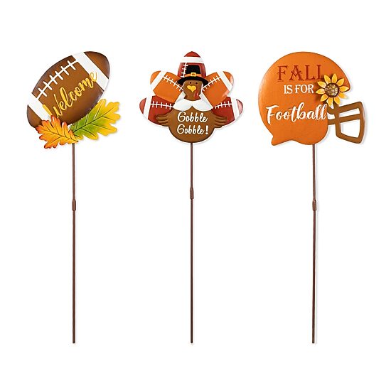 Glitzhome "24"" Metal Football Turkey" Thanksgiving Yard Art