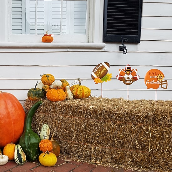 Glitzhome "24"" Metal Football Turkey" Thanksgiving Yard Art