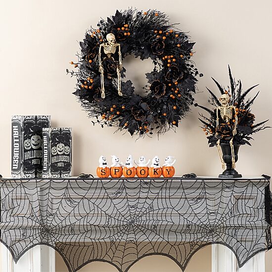 Glitzhome 16"L Halloween Polyresin Spooky Ghost Pumpkin Tabletop Decor