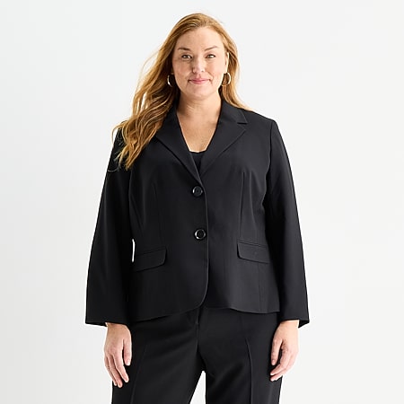 Black Label by Evan-Picone Womens Plus Classic Fit Suit Jacket