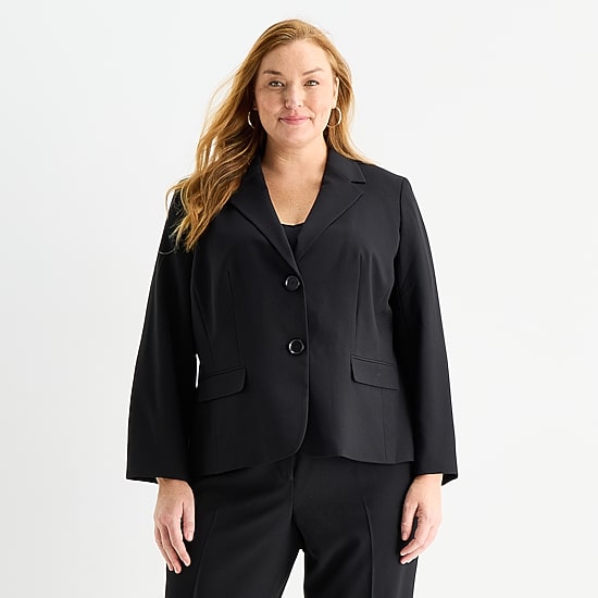 Black Label by Evan-Picone Womens Plus Classic Fit Suit Jacket