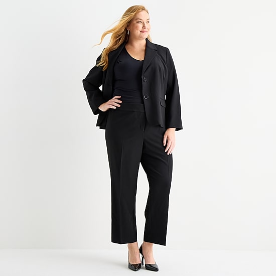 Black Label by Evan-Picone Womens Plus Classic Fit Suit Jacket