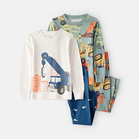 Carter's Toddler Boys Rib Round Neck Long Sleeve 4-pc. Pajama Set