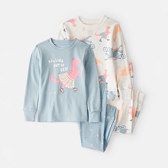 Carter's Toddler Girls Rib Round Neck Long Sleeve 4-pc. Pajama Set