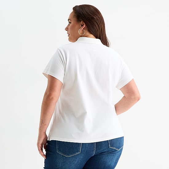 St. John's Bay Womens Plus Short Sleeve Polo Shirt