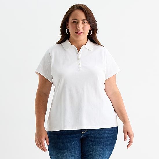 St. John's Bay Womens Plus Short Sleeve Polo Shirt