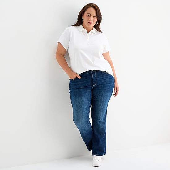 St. John's Bay Womens Plus Short Sleeve Polo Shirt