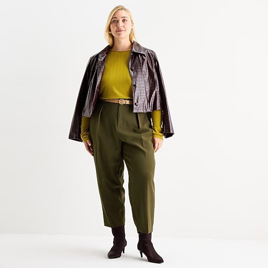 Worthington Womens Plus Faux Leather Lightweight Cropped Jacket