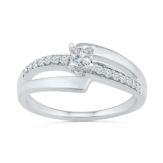 Womens 1/3 CT. T.W. Natural White Diamond 10K Gold Cocktail Ring