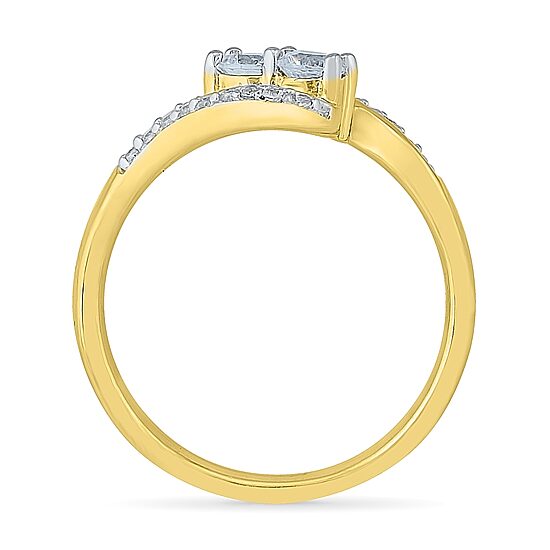 Womens 2MM 3/8 CT. T.W. Natural White Diamond 10K Gold Bypass  Band