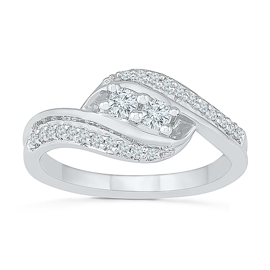 Womens 1/3 CT. T.W. Natural White Diamond 10K Gold Cocktail Ring