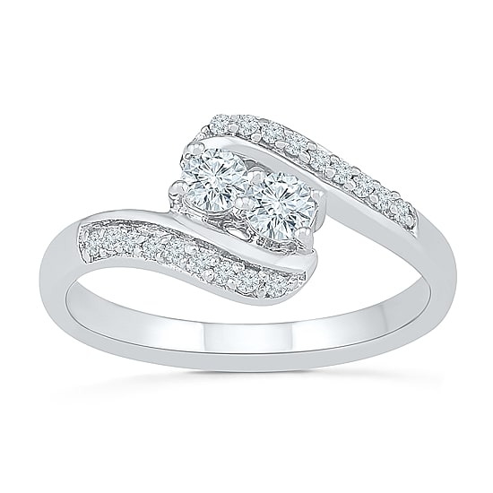 Womens 3/8 CT. T.W. Natural White Diamond 10K Gold Cocktail Ring