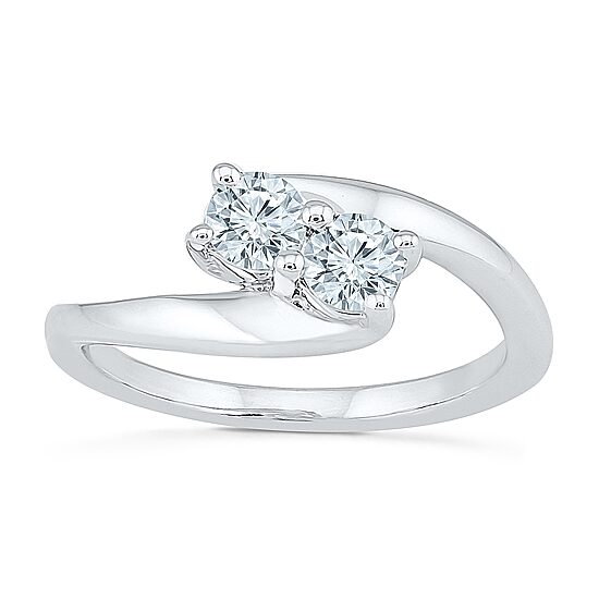 Womens 2MM 1/2 CT. T.W. Natural White Diamond 10K Gold Bypass  Band