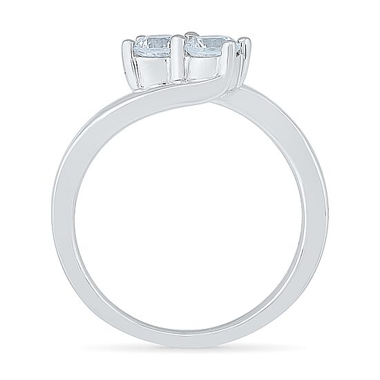 Womens 2MM 1/2 CT. T.W. Natural White Diamond 10K Gold Bypass  Band