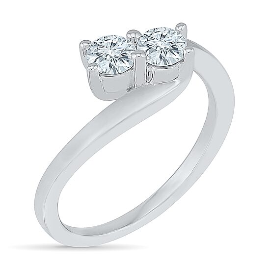 Womens 2MM 1/2 CT. T.W. Natural White Diamond 10K Gold Bypass  Band