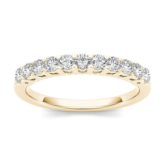 Womens 2MM 3/8 CT. T.W. Natural White Diamond 10K Gold Wedding Band
