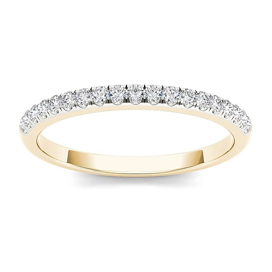 Womens 2MM 1/5 CT. Natural White Diamond 10K Gold Wedding Band