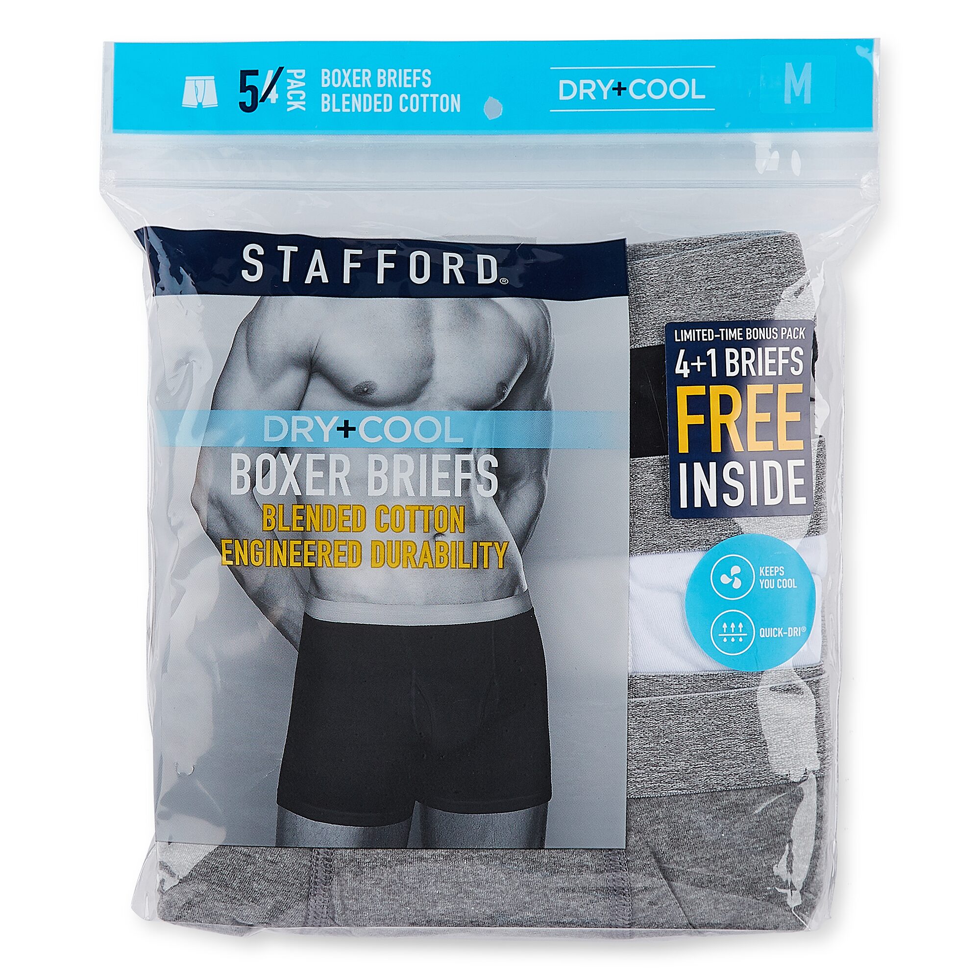 Stafford Dry + Cool Bonus Pack Mens 5 Pack Boxer Briefs 302870
