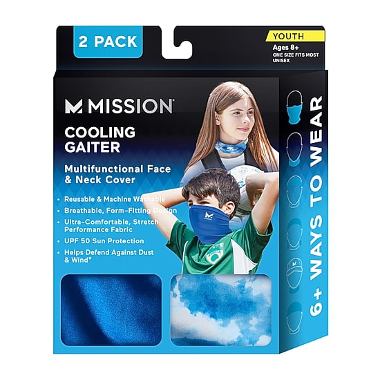 Mission Youth Cooling Neck Gaiter 2-Pack