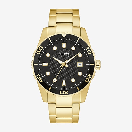Bulova Mens Gold Tone Stainless Steel Bracelet Watch 98b375