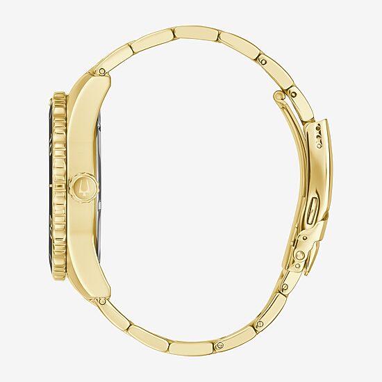 Bulova Mens Gold Tone Stainless Steel Bracelet Watch 98b375