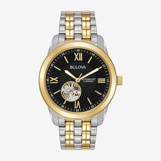 Bulova Automatic Mens Automatic Two Tone Stainless Steel Bracelet Watch 98a168
