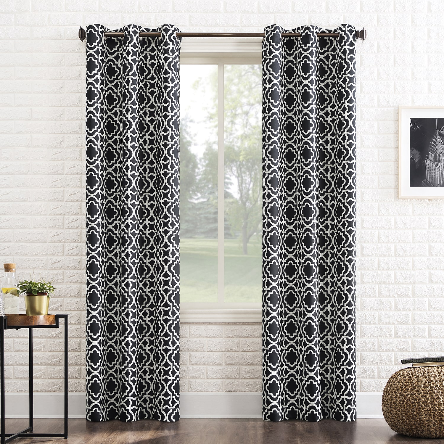 Sun Zero Barnett Trellis Grommet Top Energy Saving Blackout Single Curtain Panel