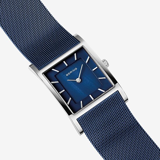 Bering Womens Blue Stainless Steel Bracelet Watch 10426-307-S
