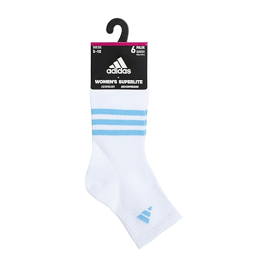 adidas Superlite Womens Multi-Pack 6 Pair Quarter Ankle Socks