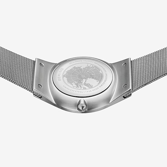 Bering Mens Gray Mesh Bracelet Watch-11938-003