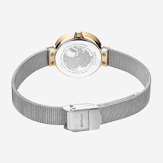 Bering Solar Womens Two Tone Mesh Bracelet Watch-14426-010