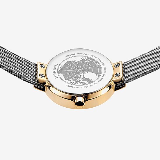 Bering Solar Womens Two Tone Mesh Bracelet Watch-14426-010