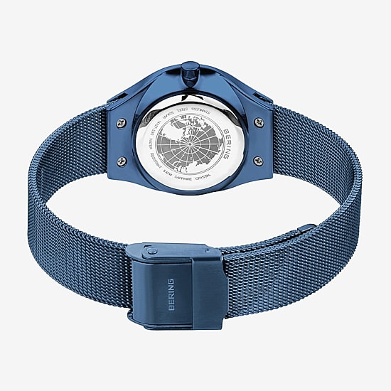 Bering Solar Womens Blue Mesh Bracelet Watch-14427-393
