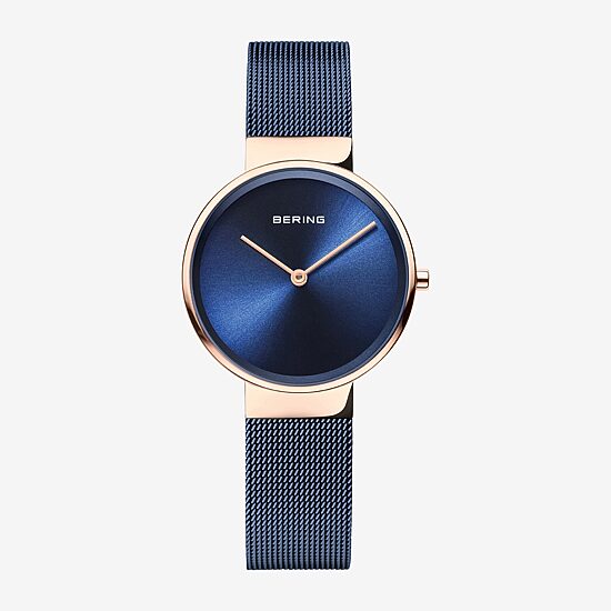Bering Womens Blue Stainless Steel Bracelet Watch 14531-367
