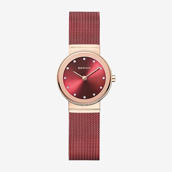 Bering Womens Red Stainless Steel Bracelet Watch 10126-363