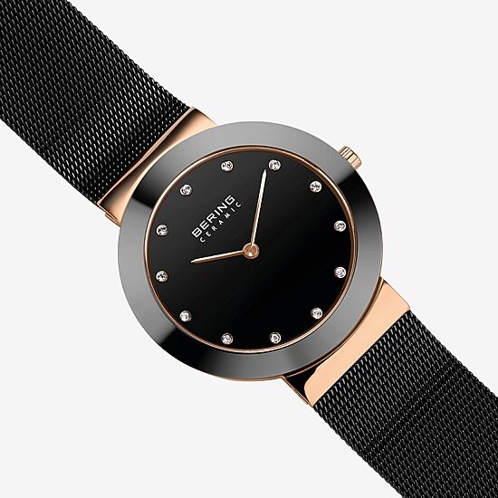 Bering Womens Black Stainless Steel Bracelet Watch 11435-166