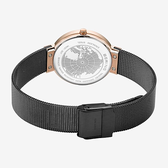 Bering Womens Black Stainless Steel Bracelet Watch 14531-166