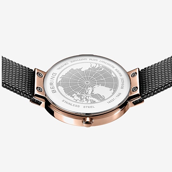 Bering Womens Black Stainless Steel Bracelet Watch 14531-166