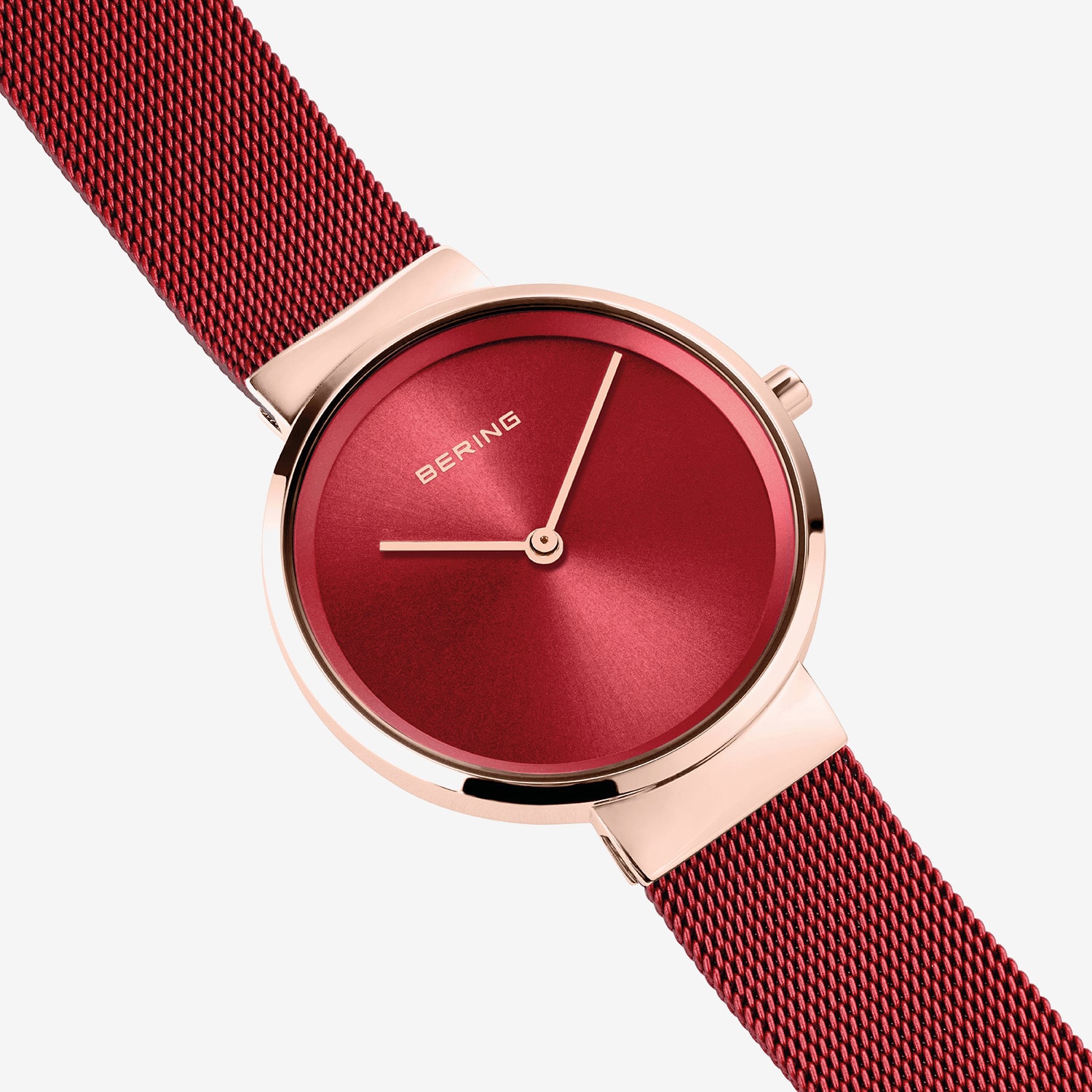 Bering Womens Red Stainless Steel Bracelet Watch 14531-363